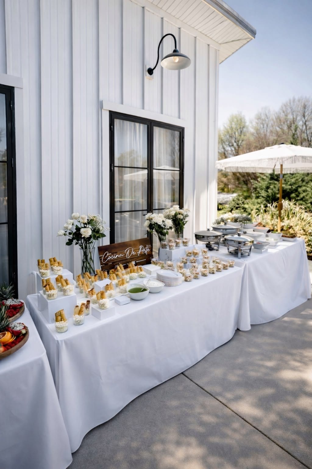 Elegant outdoor appetizer table