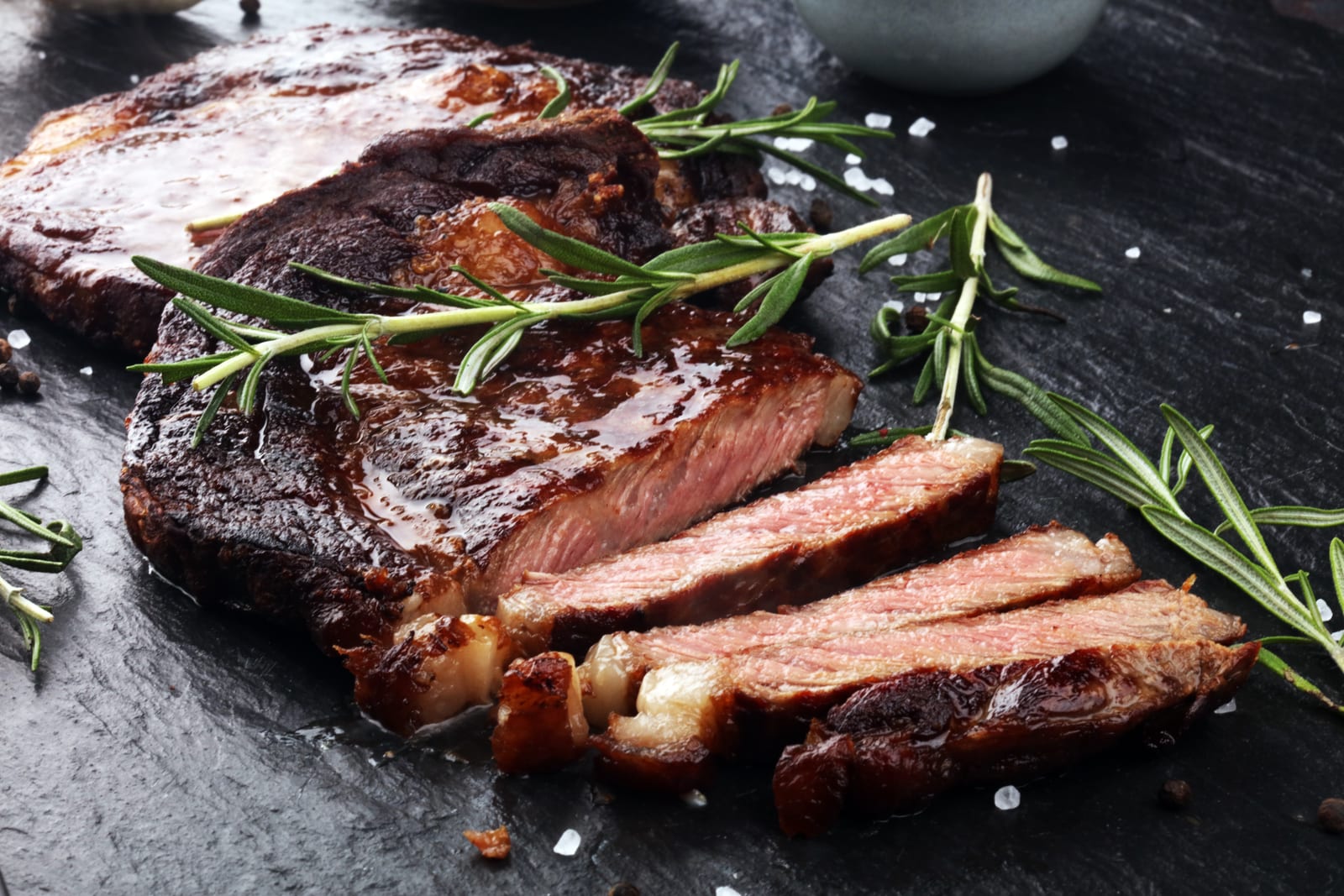 Grilled steak, sliced